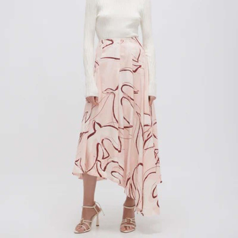 Aje Jeanne Dipped Midi Skirt - Size US4, Color Whimsical Dove